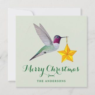 Op maat gemaakte vrolijk kerstfeest kolibris vakan feestdagenkaart