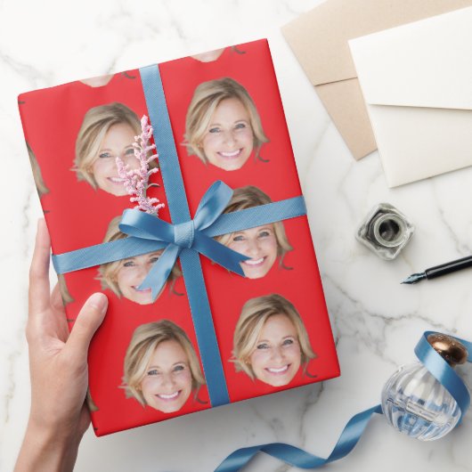 Op maat gemaakte vrouw  Gezicht Gepersonaliseerde  Cadeaupapier (Geschenken)