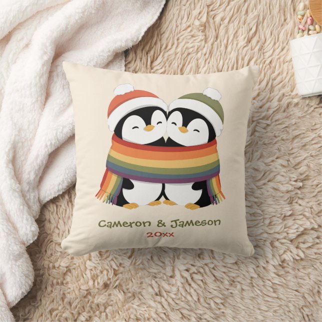 Op maat gemaakte warme Pride Pinguïns Kerst Kussen (Deken)