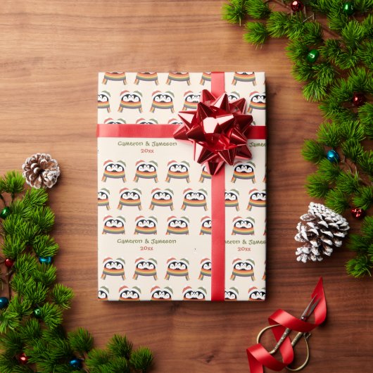 Op maat gemaakte warme Pride Pinguïns Kerstmis Cadeaupapier (Feestdagen Geschenken)
