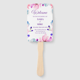 Op maat gemaakte watercolor bloem bruiloft schedul handwaaier