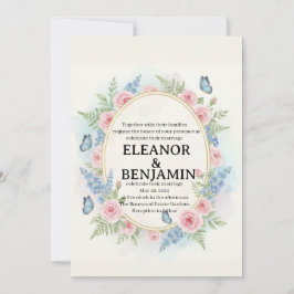 Op maat gemaakte watercolor bloemen-huwelijksuitno kaart