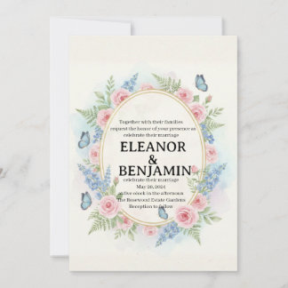 Op maat gemaakte watercolor bloemen-huwelijksuitno kaart