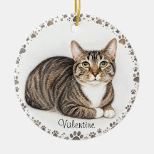 Op maat gemaakte watercolor kattenportret met poot
