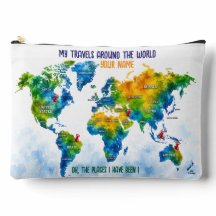 Op maat gemaakte watercolor wereldkaart reis acces
