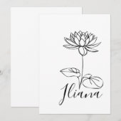 Op maat gemaakte waterlelie geboortebloem cadeau v kaart (Voorkant / Achterkant)