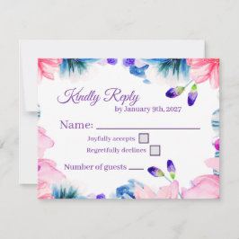 Op maat gemaakte waterverf bloemen RSVP kaart
