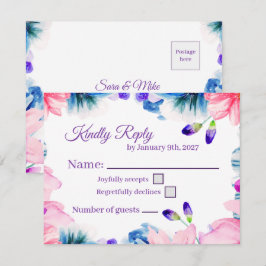 Op maat gemaakte waterverf bloemen RSVP kaart