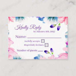 Op maat gemaakte waterverf bloemen RSVP kaart