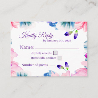 Op maat gemaakte waterverf bloemen RSVP kaart