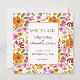 Op maat gemaakte waterverf bloemige trouw Save the Date