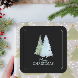 Op maat gemaakte waterverf Noordse winter Zwart Ke Vierkante Sticker