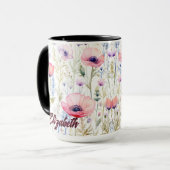 Op maat gemaakte waterverf wilde bloemen mok, Moed Mok (Voorkant links)