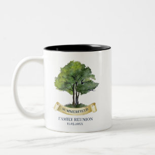 Op maat gemaakte waterverfboom familie-souvenir tweekleurige koffiemok