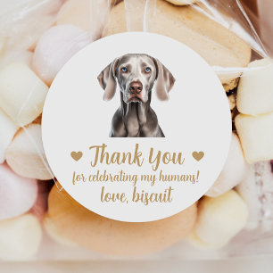 Op maat gemaakte Weimaraner-honden-huwelijksverpak Ronde Sticker