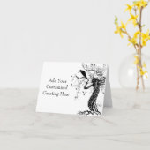 Op maat gemaakte Wicca Hekserij Monochroom Wenskaa Kaart (Gele Bloem)