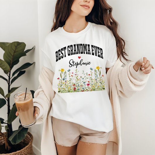 Op maat gemaakte wilde bloemen blouse, verjaardags t-shirt