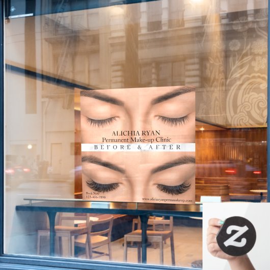 Op maat gemaakte wimper extensies perm make-up Med Raamsticker (Cafe Raam)