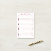Op maat gemaakte wisbord met rode harten post-it® notes (Op bureau)