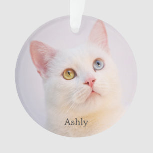 Op maat gemaakte witte kattenfoto gepersonaliseerd ornament