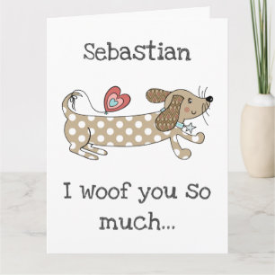 Op maat gemaakte worsthond-dachshond-valentijnskaa kaart