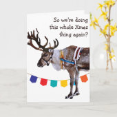 OP MAAT GEMAakte XMAS IRONISCHE RENDEER KAART (Gele Bloem)