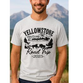 Op maat gemaakte Yellowstone Road Trip 2025 Famili T-shirt