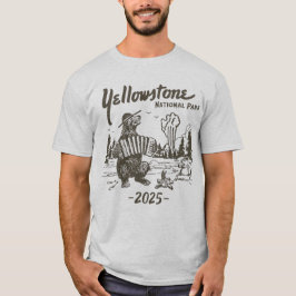 Op maat gemaakte Yellowstone Road Trip 2025 Famili T-shirt