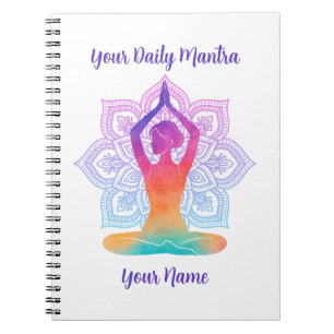 Op maat gemaakte yogaband met naam en mantra notitieboek