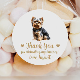 Op maat gemaakte Yorkie-hond-huwelijksverpakkingss Ronde Sticker