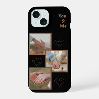 Op maat gemaakte "You & Me" fotocollage telefoonho iPhone 15 Case
