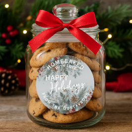 Op maat gemaakte zelfgebakken kerstkoekjes labelve ronde sticker