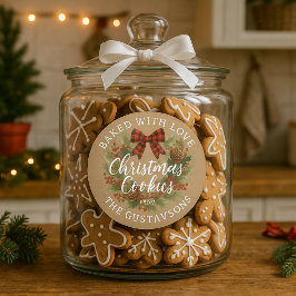Op maat gemaakte zelfgebakken kerstkoekjes labelve ronde sticker