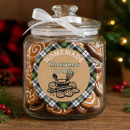 Op maat gemaakte zelfgebakken kerstkoekjes labelve ronde sticker