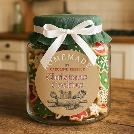 Op maat gemaakte zelfgebakken kerstkoekjes labelve ronde sticker