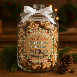 Op maat gemaakte zelfgebakken kerstkoekjes labelve ronde sticker