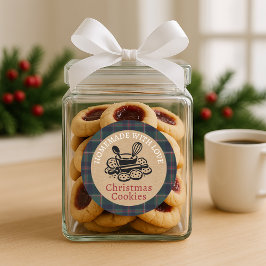 Op maat gemaakte zelfgemaakte kerstkoekjes labelve ronde sticker