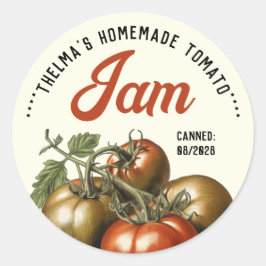 Op maat gemaakte zelfgemaakte tomatenjam preserve  ronde sticker