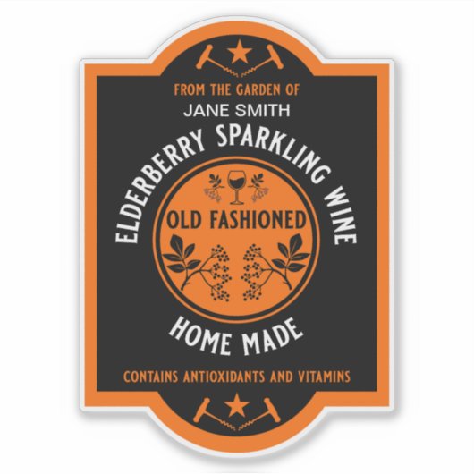 Op maat gemaakte zelfgemaakte vlierbes mousserende sticker (Voorkant)