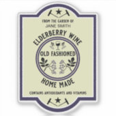 Op maat gemaakte zelfgemaakte vlierbesdranken sticker (Voorkant)