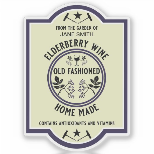 Op maat gemaakte zelfgemaakte vlierbesdranken sticker (Voorkant)