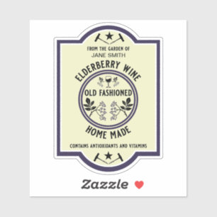 Op maat gemaakte zelfgemaakte vlierbesdranken sticker