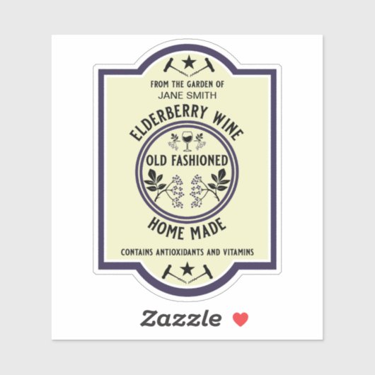 Op maat gemaakte zelfgemaakte vlierbesdranken sticker (Vel)