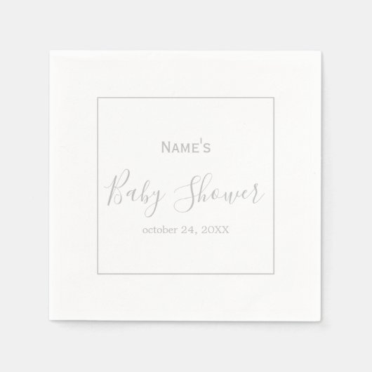 Op maat gemaakte zilveren babyshower servetten met (Voorkant)