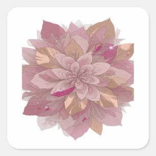 Op maat gemaakte zilveren FLOWER POWER Stickerontw Vierkante Sticker