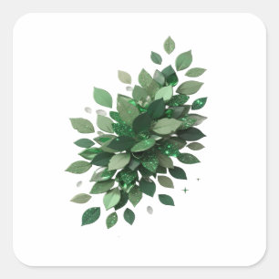 Op maat gemaakte zilveren GROENE BLADEREN Sticker