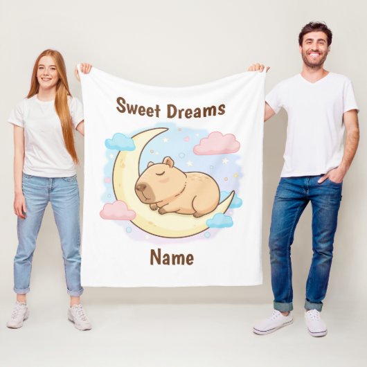 Op Maat Gemaakte Zoete Dromen Capybara Fleece Deke Deken (In situ)