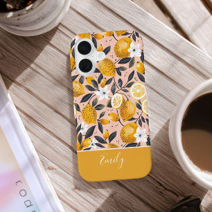 Op maat gemaakte zomerse citroenpatroon iPhone-hoe iPhone 16 Hoesje