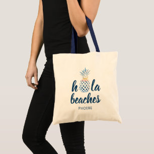 Op maat gemaakte zomervakantie ananas strandvakant tote bag