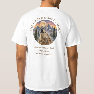 Op maat gemaakte zomervakantie wolf berg zonsonder t-shirt